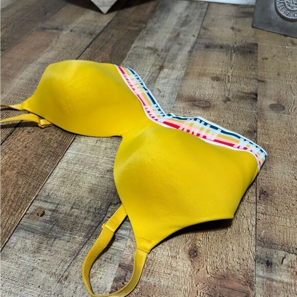 Victorias Secret PINK Wear Everywhere Wireless Lightly Lined Bra Yellow Rainbow - Picture 3 of 11